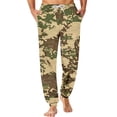 thumbnail image 3 of Men's Camouflage Pajama Pants with Pockets & Drawstring - Cuffed Jogger Sleep Bottoms for Men, Elastic Waist Soft Lightweight Lounge Homewear Brown S, 3 of 7