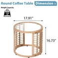thumbnail image 4 of Outdoor Wicker Side Table, Patio End Table with Tempered Glass Top, All-Weather PE Rattan Round Coffee Table, Iron Frame, Beige, 4 of 8