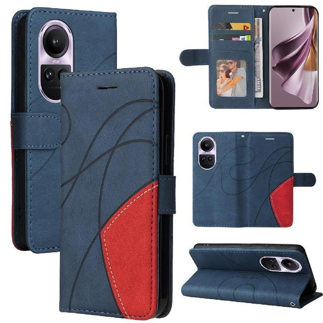 GANGXUN Flip Case for OPPP Reno 10 5G/10 Pro 5G – Leather Wallet Cover with Card Slots, Kickstand & Color Stitching Protective Folio