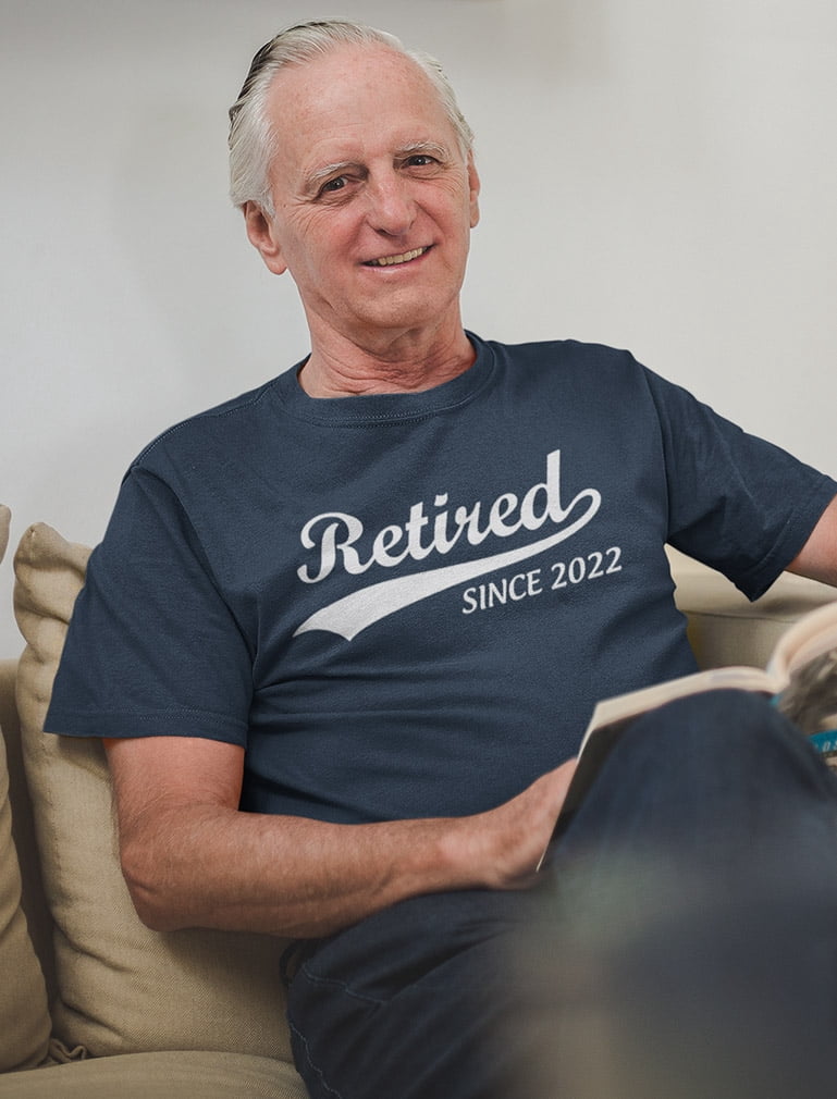 Retirement Gift T-Shirt – Vintage ‘Retired 2022’ Design, Navy Blue, Unisex Comfort Cotton Tee - View #7