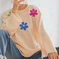 thumbnail image 4 of Karight Women's Crewneck Sweaters Long Sleeve Floral Printed Loose Fit Knit Pullover Tops Fall Fashion Casual Soft Clothing, 4 of 7