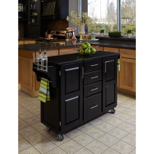 Home Styles Large Kitchen Cart, Black / Black Granite Top - Walmart.com