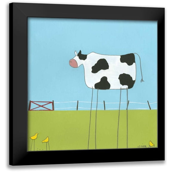 Vess, June Erica 12x12 Black Modern Framed Museum Art Print Titled - Stick-leg Cow II