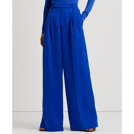 Lauren Ralph Lauren Women’s Pleated Satin Crepe Wide-Leg Pants – Sapphire Star, 18