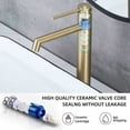 thumbnail image 4 of Grifo de baño de funcionamiento suave, grifo mezclador de lavabo de estilo contemporáneo con cartucho de disco de cerámica, construcción de latón macizo para mayor durabilidad y acabado dorado, 4 of 5