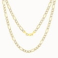 thumbnail image 5 of Nuragold 10k Real Yellow Gold Figaro Link 3.5mm Diamond Cut Two Tone Pave Chain Necklace (16"-30") Italian Jewelry for Men & Women, 5 of 9
