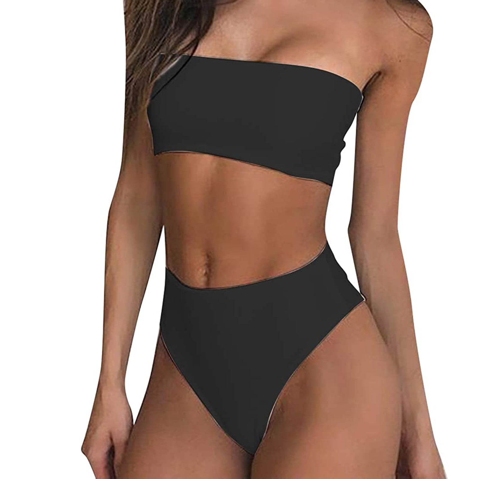 Viottiset Women's Plus Size Swimsuit Ruffled High Waist Two Pieces Bathing Suits Bikini Sets 
