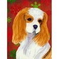 thumbnail image 1 of Carolines Treasures SS4734GF Cavalier Spaniel Drapeau de Noël Flocons de Neige Rouges et Verts - Taille Jardin, 1 of 3