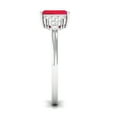 thumbnail image 3 of Emerald Cut Lab Created Ruby Ring with Diamond for Women (5X7 mm), 10K White Gold, US 4.00, 3 of 9