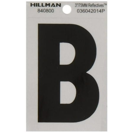 Hillman Group 840800 3 in. Black & Silver Reflective Mylar Thin Die-Cut Self Adhesive Letter - B