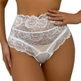 thumbnail image 2 of YWDJ Panties for Women Plus Size Lace Lightweight No Show Sexy Medium Waist Underwear Lace Bow Belt Briefs White S, 2 of 6