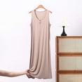 thumbnail image 2 of QIbmong Sleeveless Nightgowns for Women Henley Neck Maxi Summer Dress Casual Comfy Loose Fitted Loungewear(XXXXL,Khaki), 2 of 9