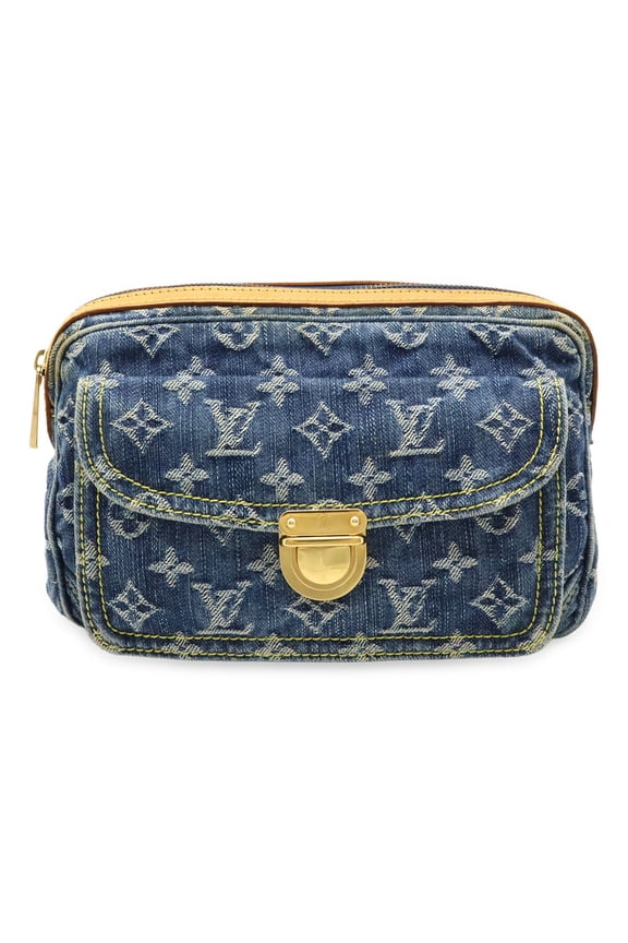Pre-Owned LOUIS VUITTON Monogram Denim Bum Bag, Waist Body Shoulder Blue, M95347