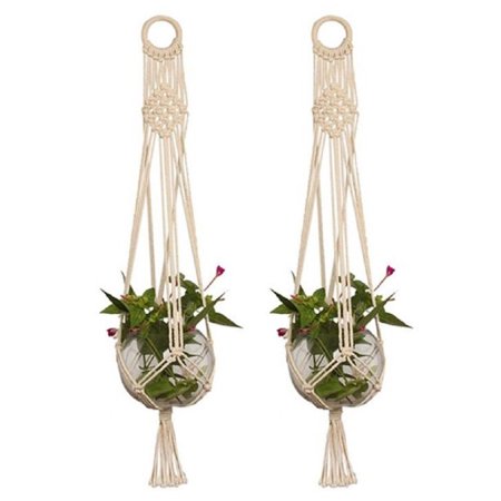 Warmthandfish 2-Pack Pot Holder Macrame Plant Hangers Planter Hanging Basket Jute Rope Braided Craft