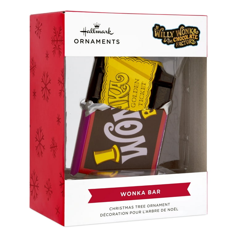 Hallmark Willy Wonka and The Chocolate Factory Wonka Bar with Golden Ticket  Ornament, 0.18lbs 