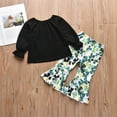 thumbnail image 7 of Edvintorg Girls St. Patrick's Day Outfit Kids Clothes Girls Shamrocks Print Lantern Long Sleeve Top Printed Flared Pants Set Green 2-7Years Girl Outfit Set, 7 of 7