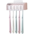 thumbnail image 5 of 5 Slots Wall Mount Toothbrush Holder with Cover, Self Adhesive Toothbrush Storage Organizer for Shower, Toothbrush Hanger for Bathroom, Medicine Cabinet, Dorm (Pink), 5 of 6
