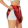 thumbnail image 3 of Lsque Strawberry Red Printed Women's Running Shorts with Liner Pockets,Elastic Quick Dry Workout Athletic Gym Yoga Shorts,Womens High Waist Shorts-Large, 3 of 9