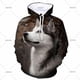 thumbnail image 3 of Sudadera con capucha de husky siberiano, linda sudadera con capucha con estampado 3D de perro, ropa de calle para hombres y mujeres, sudaderas de manga larga de otoño, abrigo para niños, 3 of 5