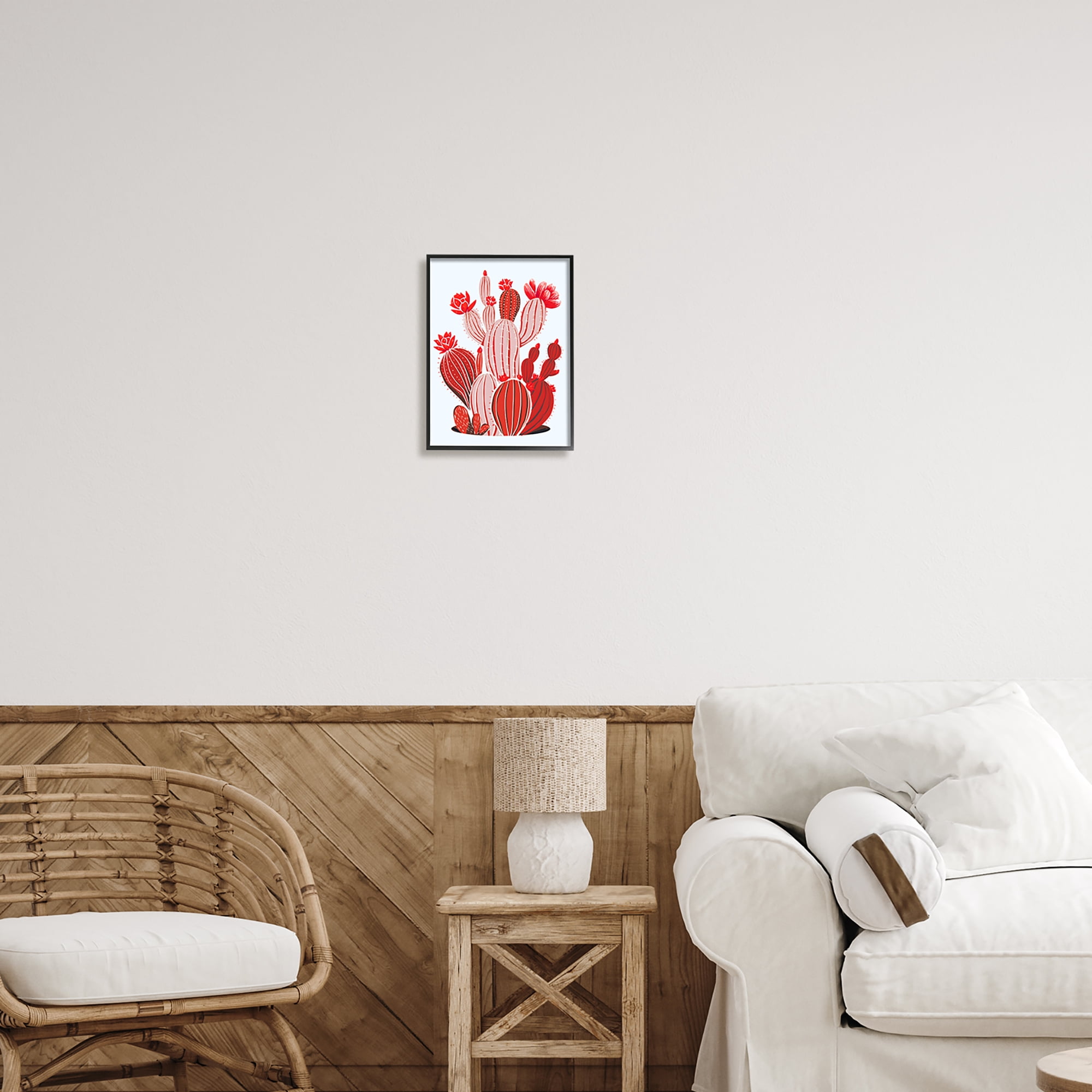 Stupell Industries Red Modern Cactus Plants Botanical & Floral Painting Black Framed Art Print Wall Art, 11 x 14