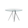 thumbnail image 4 of Milan Benz 47" Round Glass Dining Table with Tapered Base in Clear/Chrome, 4 of 7