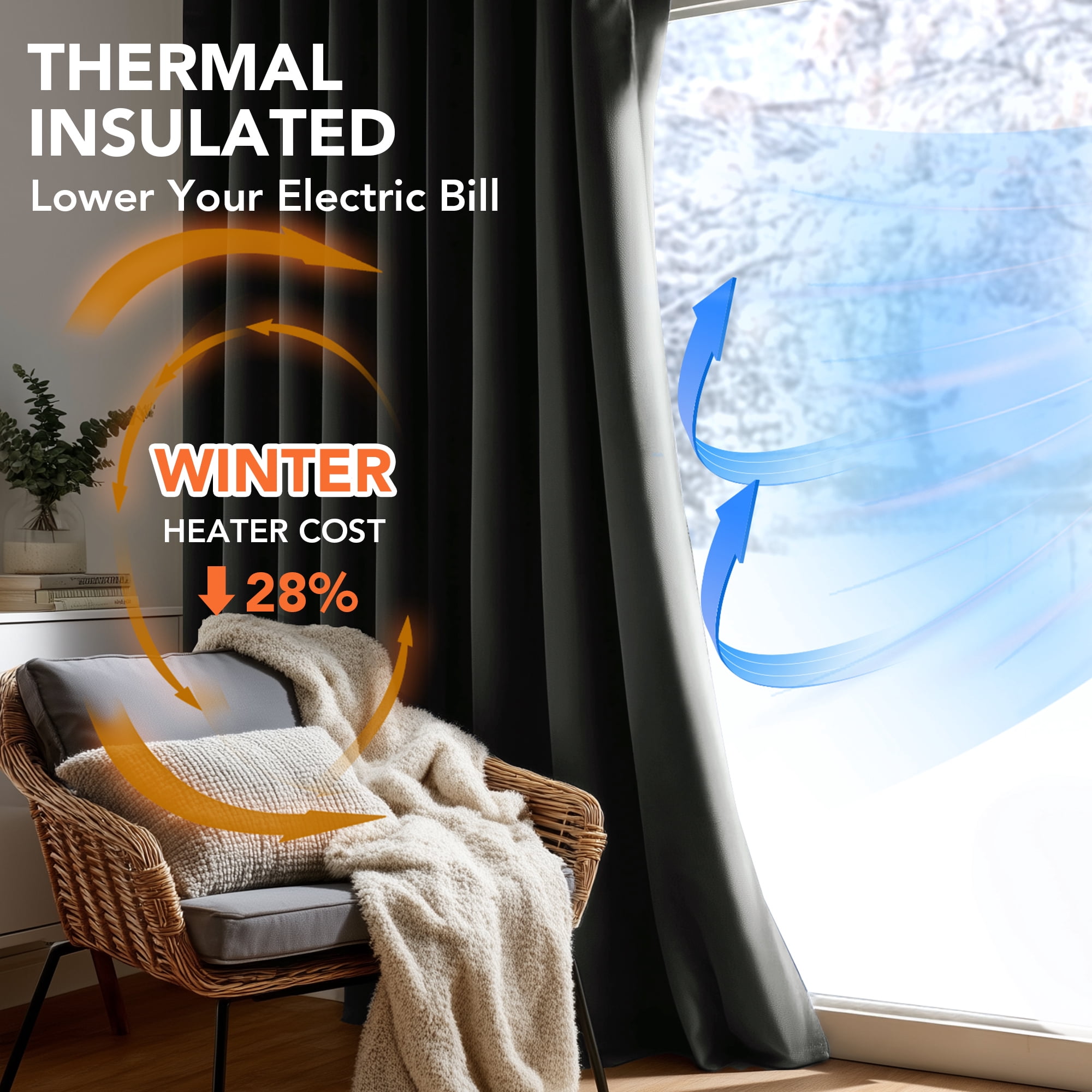 Deconovo Thermal Textured Room Darkening Drapes Window Panels for Living Room, 52"x72", Light Gray, 2 Panels