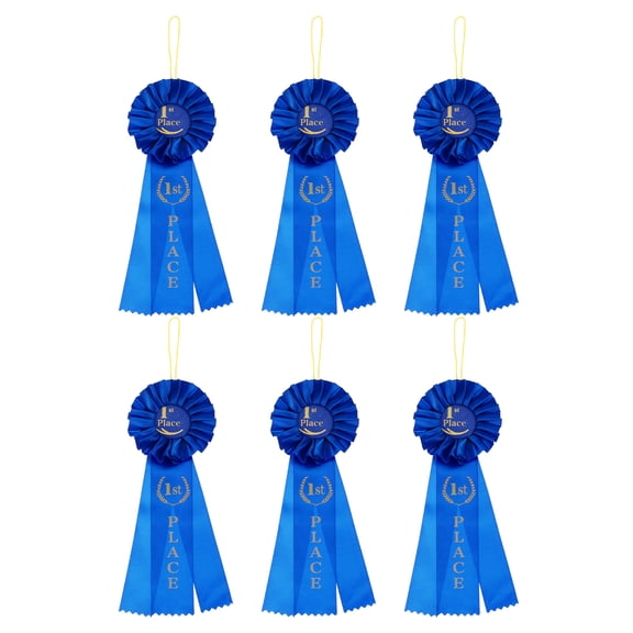 Uxcell Blank Award Ribbon, Ribbon Honorable Prize Recognition Ribbon, Blue 6Pcs