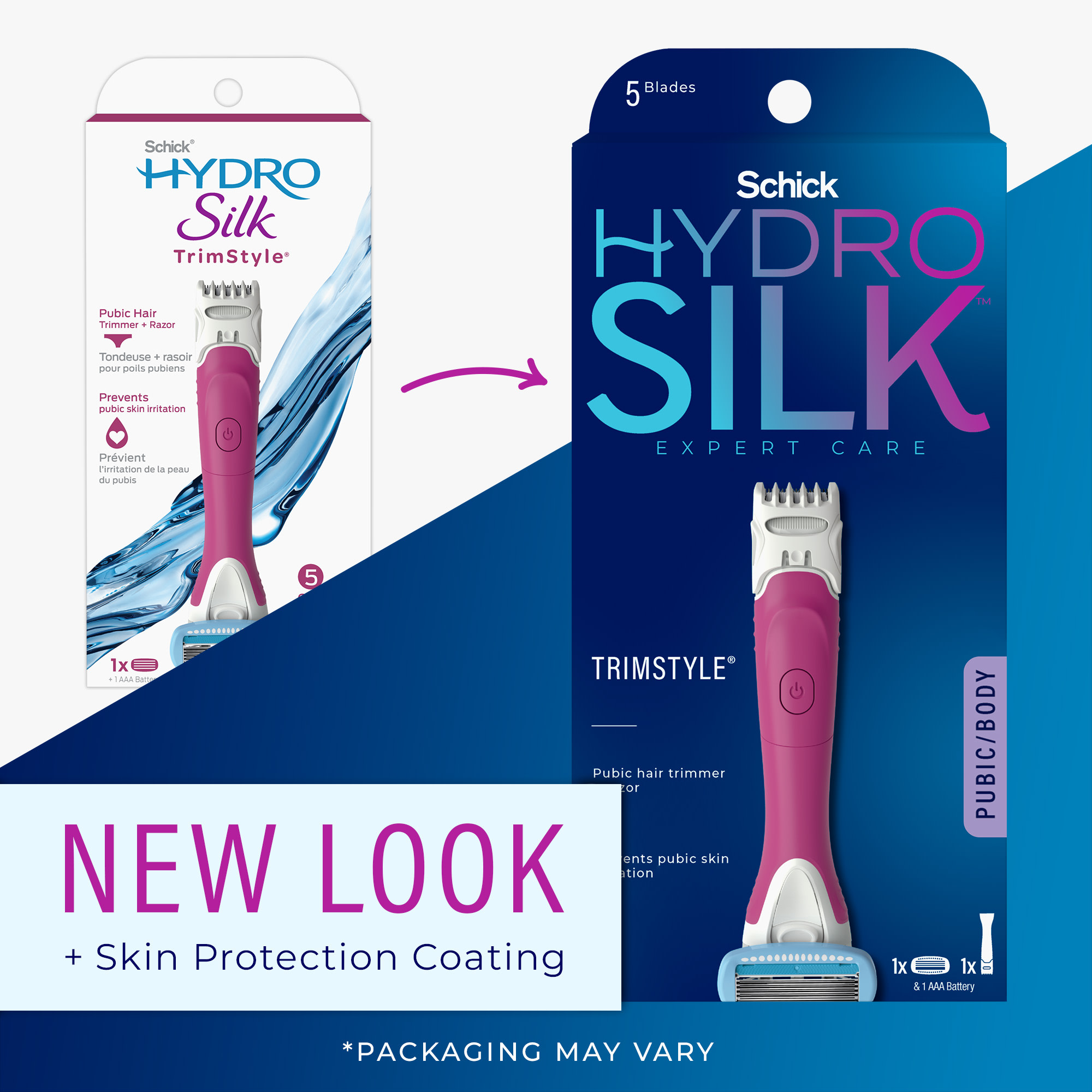Schick Hydro Silk TrimStyle Womens Razor with Waterproof Bikini Trimmer, Includes 5-Blade Razor Handle, 1 Razor Blade Refill, & 1 AAA Battery - image 4 of 15