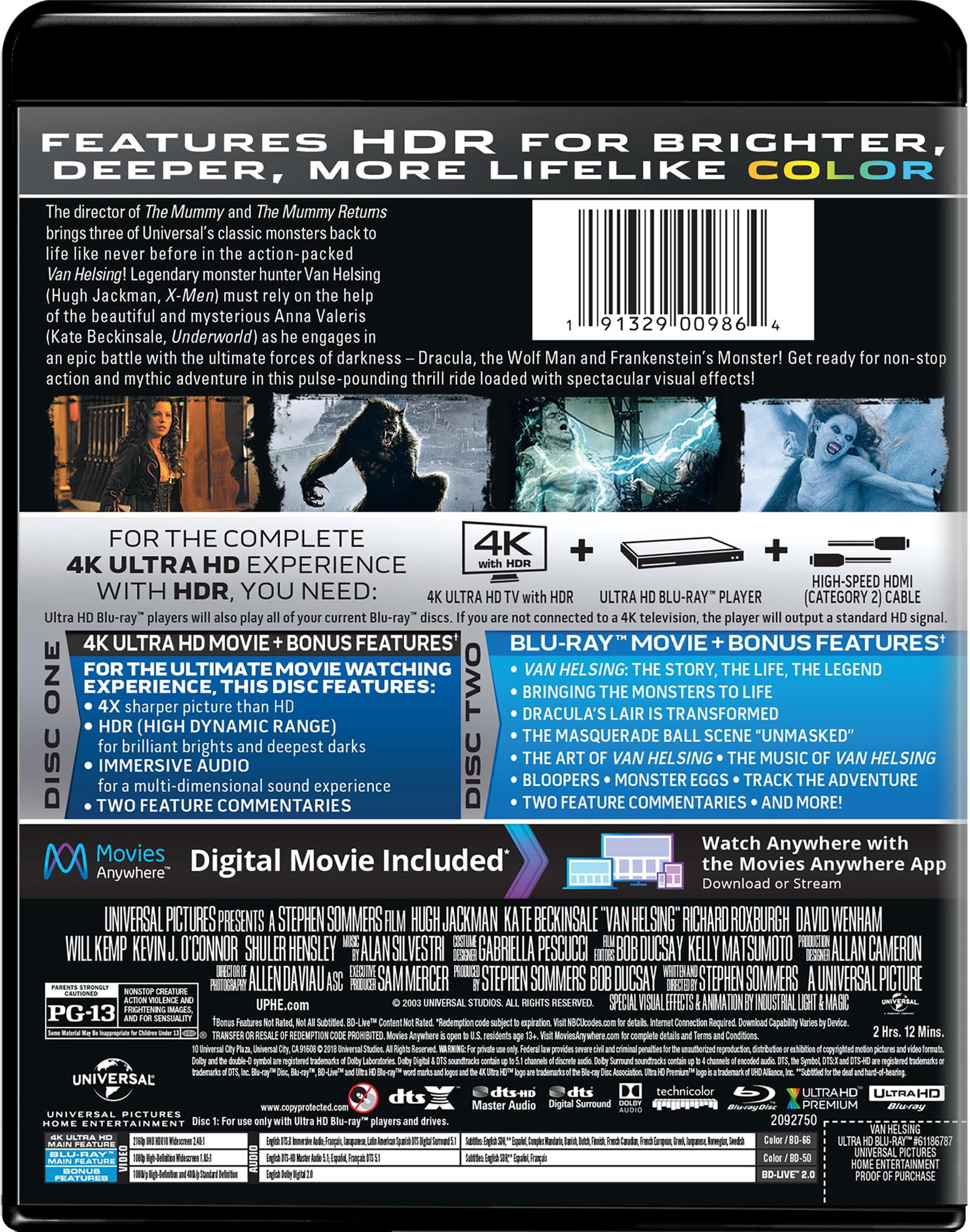 Van Helsing (2004) (4K Ultra HD + Blu-ray + Digital Copy), Action, Universal