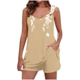 thumbnail image 1 of Camisola Tops para las Mujeres Cuello en V sin Mangas con Pantalones de Bolsillo, Pantalones de Mujer Casual para Primavera Verano, 1 of 7