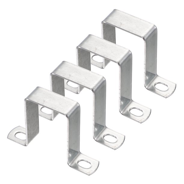 Uxcell 4 piezas de soporte en forma de U 1.6"x2.4" abrazadera de tubo cuadrado de acero al carbono, hebilla para tubo cuadrado para manguera, cable y piezas automotrices, plateado