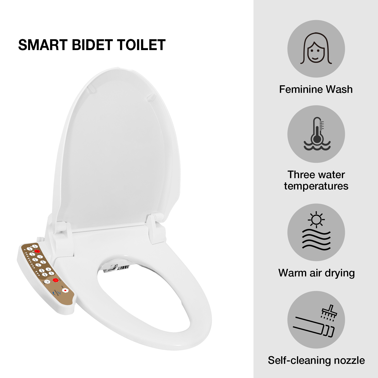 ELECWISH Electric Bidet Toilet Seat with Heated Automatic Induction