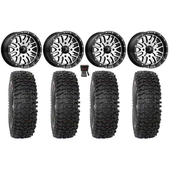MSA Brute 14" Wheels Machined 27" RC500 Tires Yamaha Viking Wolverine YXZ1000R CFMoto ZForce 950 UForce 1000