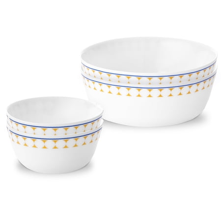 Corelle MilkGlass Harmony Pops 4-Piece Bowl Set, 12oz/46oz