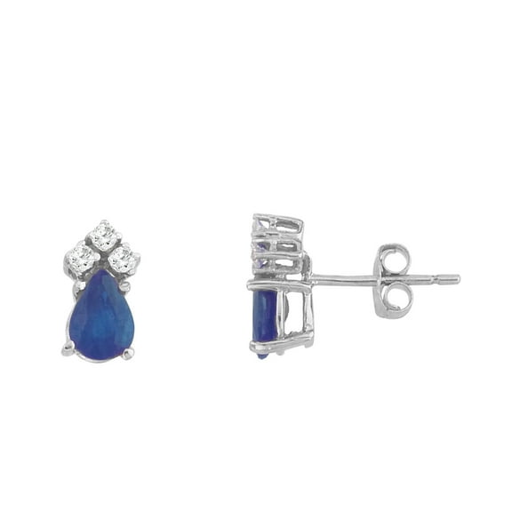 14k White Gold Sapphire And Diamond Pear Shaped Earrings