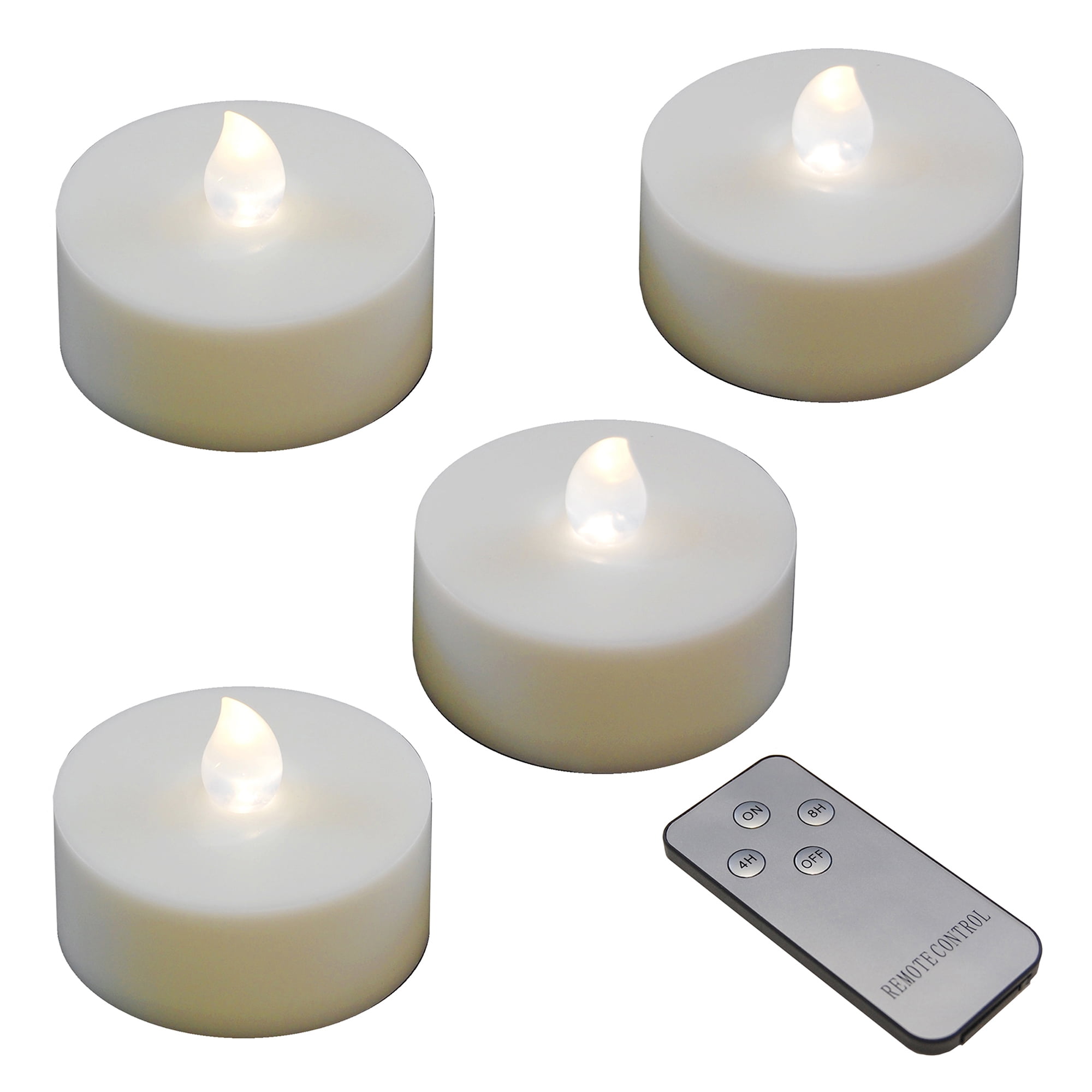 LumaBase Battery Operated Extra Large White LED Tea Lights 4 Count