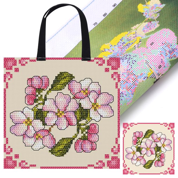 Proyecto Costura DIY Cgtredaw bolso mano lona punto cruz Plantas Mariposa 11CT