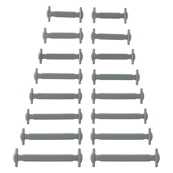 Jormftte No Tie Laces for Kids and Adults, 16 PCS Elastic Shoe Laces, grey Silicone Tieless Flat Shoelaces for Trainers, Running Shoes