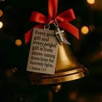 Bible Verse Christmas Ornament Gold Bell Scripture Hanging Decoration Religious Holiday Tree Decor with Inspirational Engraved Words