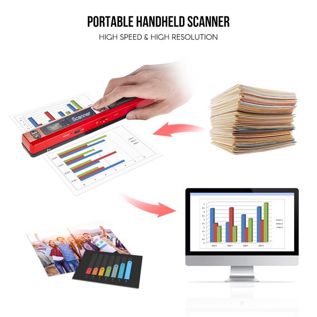 Scanner,Business Document Books With Business Document Size 900dpi Lcd Screen Type-c With Lcd Display With Scanner A4 Size Portable Handheld Wand Lcd Screen Type-c Handheld Wand Scanner Wyan