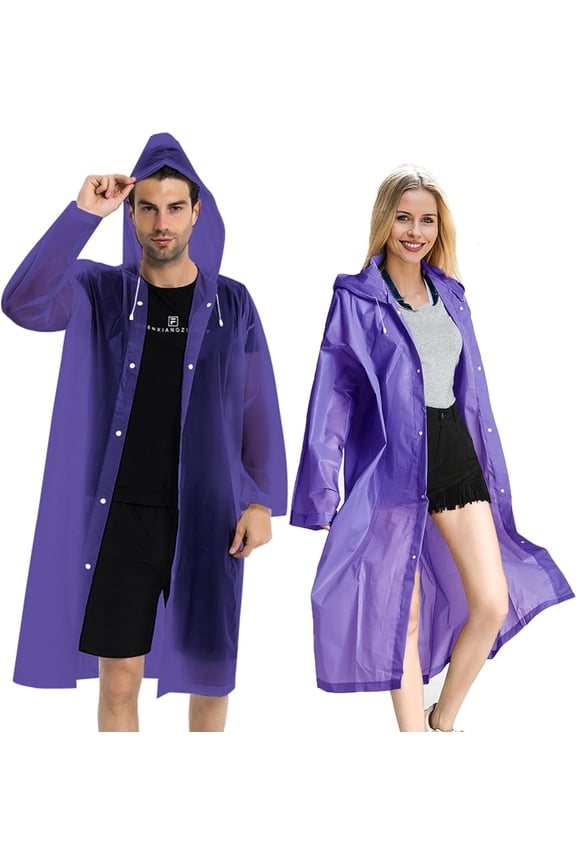 Rain Coats (2 Pack) - Reusable EVA Rain Ponchos for Adults Rain Jackets Raincoats for Men Women