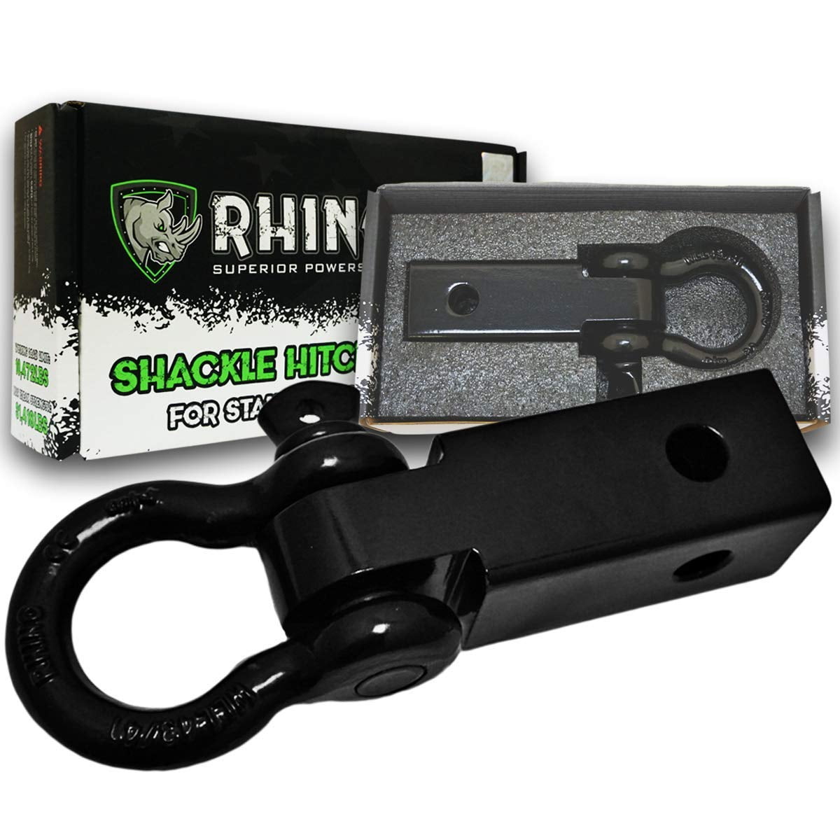 RHINO USA Shackle Hitch Receiver, Best Towing Accessories for Trucks & Jeeps, Connect Your Rhino