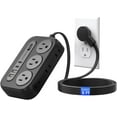 thumbnail image 2 of PYYAN-Surge Protector Power Strip, Multiple Outlets Extension Cord with 6 AC Outlets 2 USB-A and 2 USB-C Ports, 5 ft Flat Plug Power Strip, Mountable Outlet Extender for Dorm/Office/Home- OG, 2 of 4
