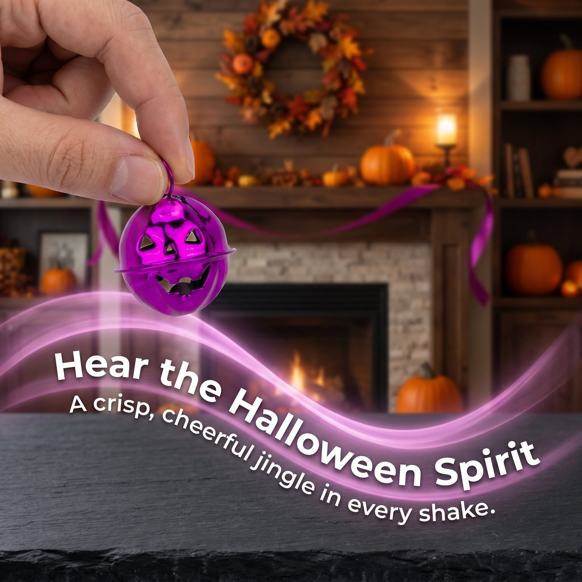 Unique Bargains 10Pcs Pumpkin Halloween Craft Round Bells Purple Halloween Decor 0.9"L x 0.9"W x 0.9"H