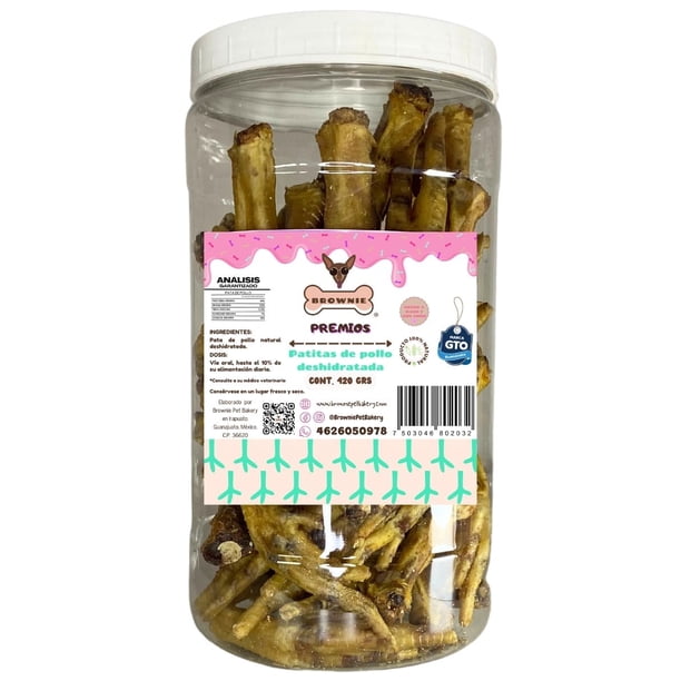 Patitas de pollo deshidratadas 420 grs, para perros de todas las razas y tamaños