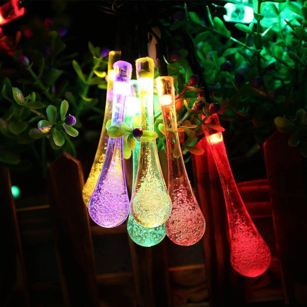 30 LED 6.3M Solar Water Drip Light Outdoor Decorative Waterproof Lamp