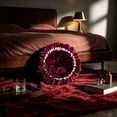 thumbnail image 2 of JWH 3D Round Burgundy Decorative Flower Throw Pillows for Bed Living Room Sofa Couch Decor 14 inch, 2 of 8