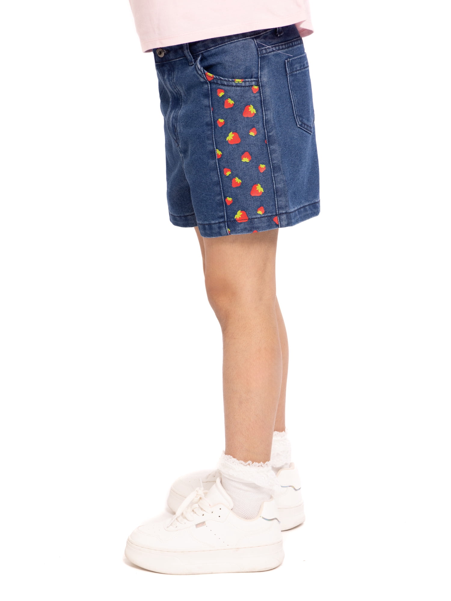 Strawberry Shortcake Girls Graphic Print Denim Shorts, Sizes 4-16