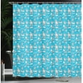 thumbnail image 4 of Ambesonne Ski Pattern Shower Curtain, Winter Doodle Snowboard, 69"Wx75"L, Sky Blue and White, 4 of 5