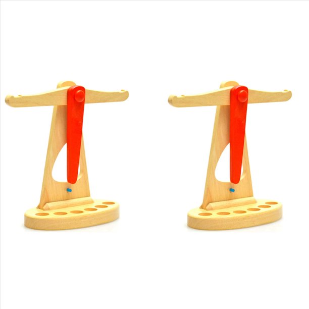 2X Divertida Balanza de Madera con Juguete de 6 Pesos Escala de Pesaje Regalos de Juegos de EducacióN Temprana Sensorial para NiñOs